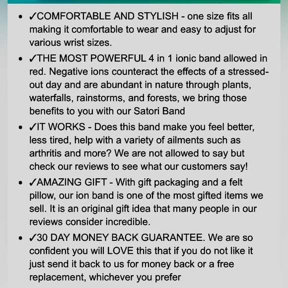 🔥Satori 4 in 1 Negative Ion Band, Silicone,Charged With Negative Ions🔥 NIB - Picture 9 of 9